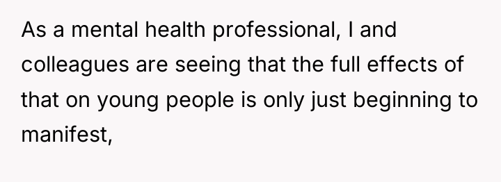 As a mental health professional, I and colleagues are seeing...