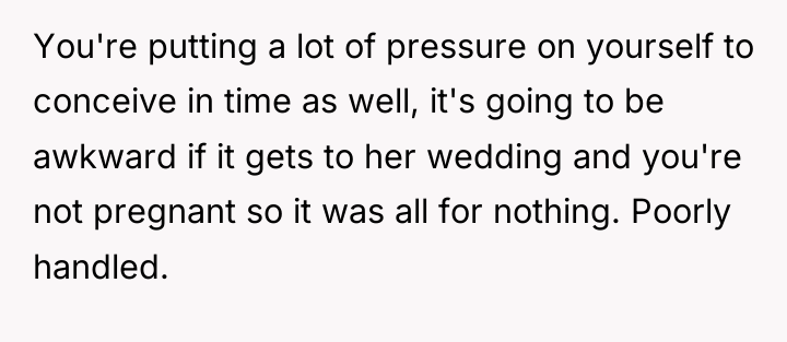 You're putting a lot of pressure on yourself to conceive...
