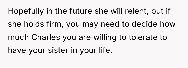 Hopefully in the future she will relent, but if she...