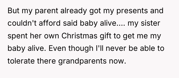 But my parent already got my presents and couldn't afford...