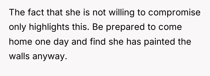 The fact that she is not willing to compromise only...