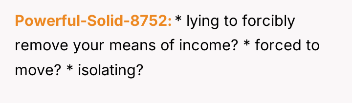 Powerful-Solid-8752 * lying to forcibly remove your means of income?...