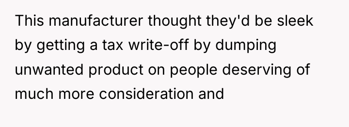 This manufacturer thought they'd be sleek by getting a tax...
