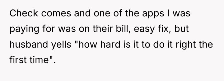 Check comes and one of the apps I was paying...