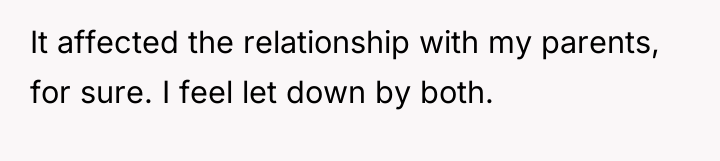 It affected the relationship with my parents, for sure. I...