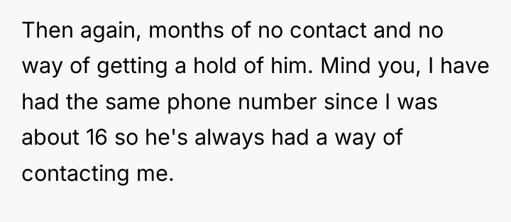 Then again, months of no contact and no way of...