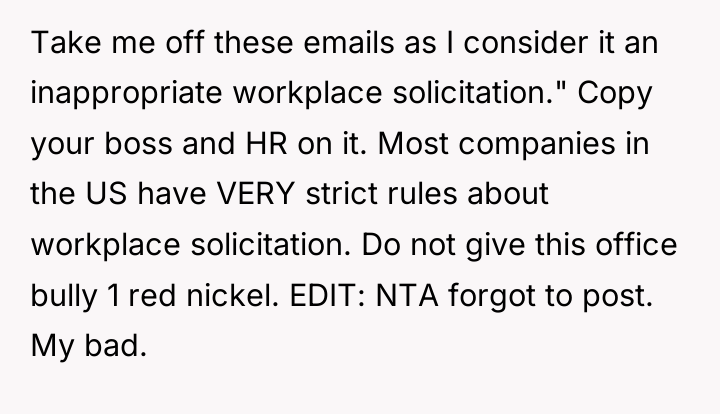 Take me off these emails as I consider it an...