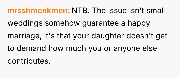 mrsshmenkmen NTB. The issue isn't small weddings somehow guarantee a...
