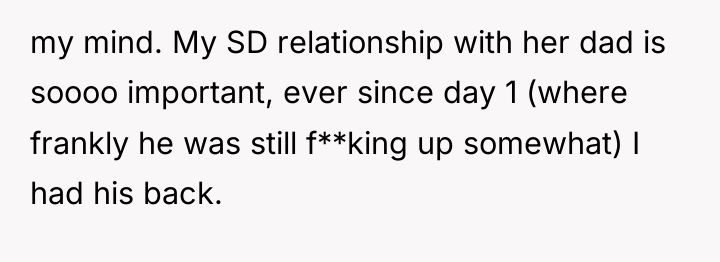 my mind. My SD relationship with her dad is soooo...