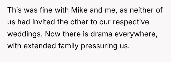 This was fine with Mike and me, as neither of...
