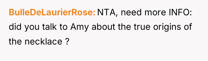 BulleDeLaurierRose NTA, need more INFO: did you talk to Amy...