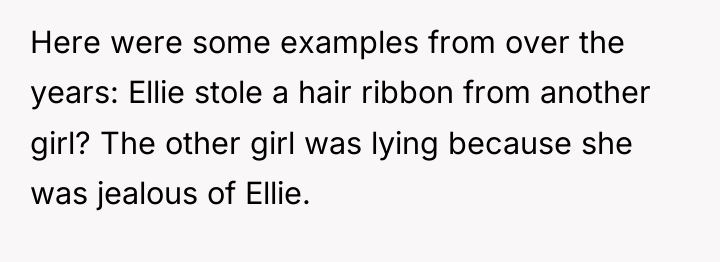Here were some examples from over the years: Ellie stole...