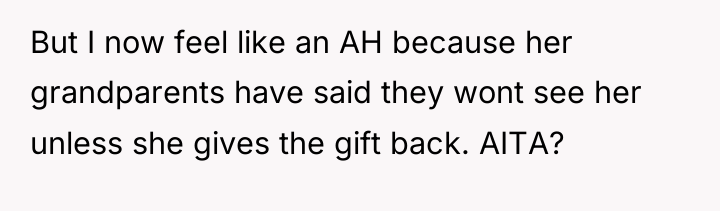 But I now feel like an AH because her grandparents...