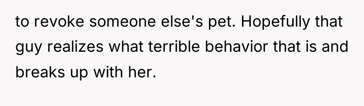 to revoke someone else's pet. Hopefully that guy realizes what...