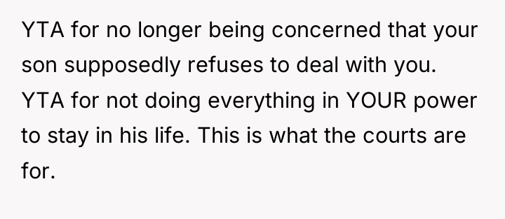YTA for no longer being concerned that your son supposedly...
