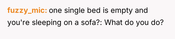 fuzzy_mic one single bed is empty and you're sleeping on...