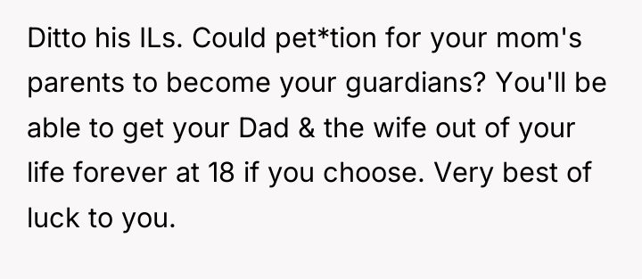Ditto his ILs. Could pet*tion for your mom's parents to...