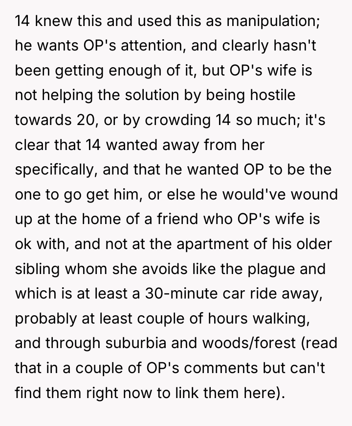 14 knew this and used this as manipulation; he wants...