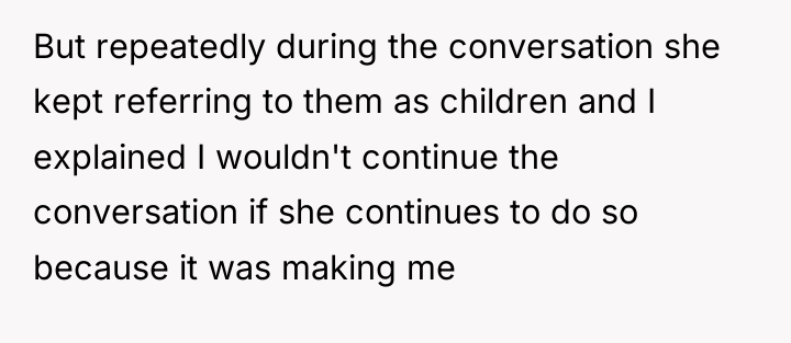 But repeatedly during the conversation she kept referring to them...