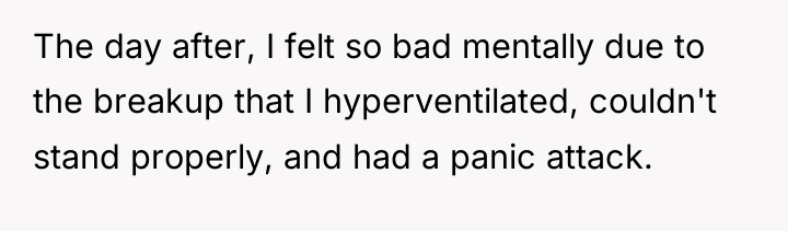 The day after, I felt so bad mentally due to...