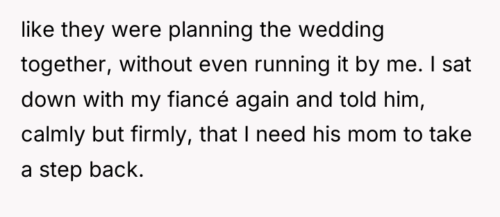 like they were planning the wedding together, without even running...