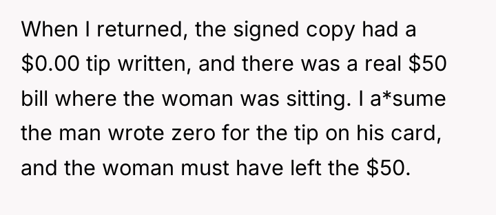 When I returned, the signed copy had a $0.00 tip...