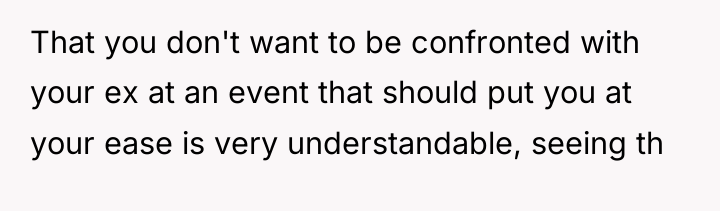 That you don't want to be confronted with your ex...