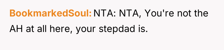 BookmarkedSoul NTA: NTA, You're not the AH at all here,...