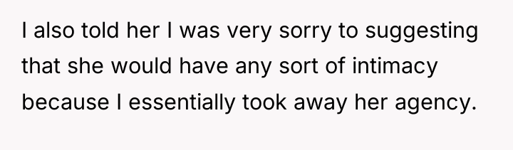 I also told her I was very sorry to suggesting...