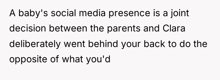 A baby's social media presence is a joint decision between...