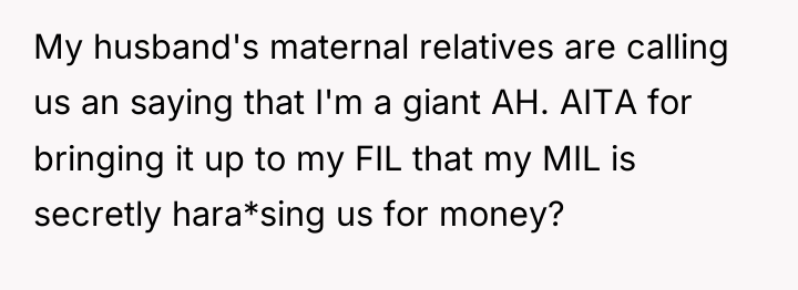 My husband's maternal relatives are calling us an saying that...