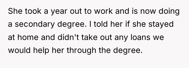 She took a year out to work and is now...