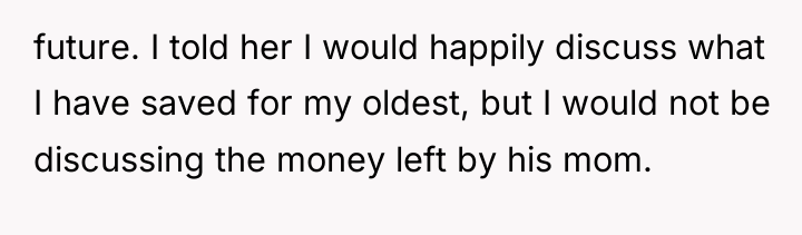 future. I told her I would happily discuss what I...
