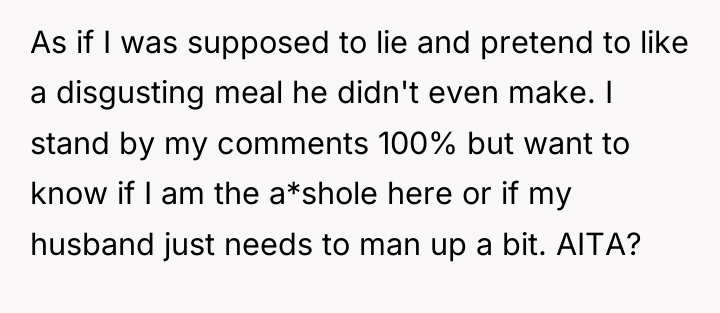 As if I was supposed to lie and pretend to...