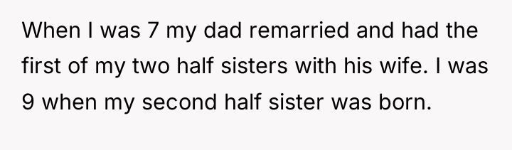 When I was 7 my dad remarried and had the...