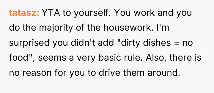 tatasz YTA to yourself. You work and you do the...