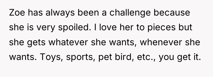 Zoe has always been a challenge because she is very...