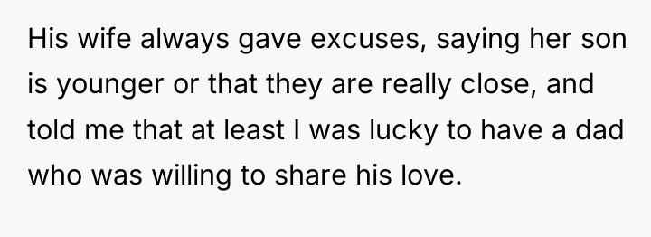 His wife always gave excuses, saying her son is younger...