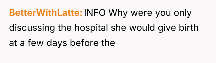BetterWithLatte INFO Why were you only discussing the hospital she...
