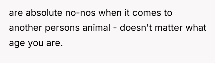 are absolute no-nos when it comes to another persons animal...