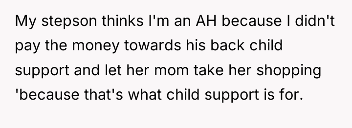 My stepson thinks I'm an AH because I didn't pay...