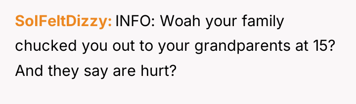 SoIFeltDizzy INFO: Woah your family chucked you out to your...
