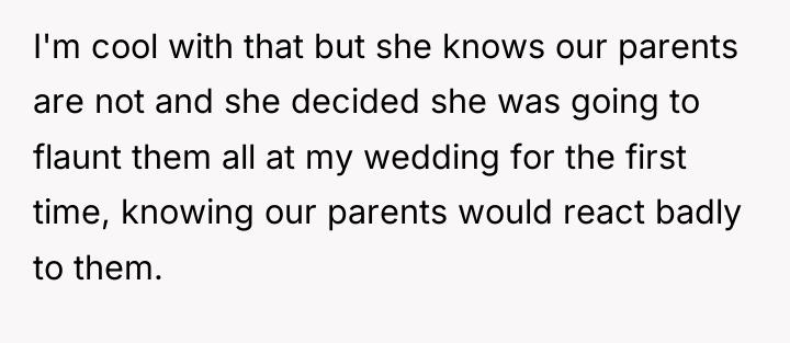 I'm cool with that but she knows our parents are...