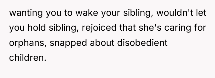 wanting you to wake your sibling, wouldn't let you hold...