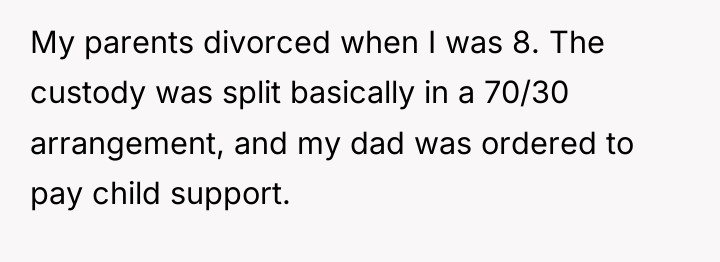 My parents divorced when I was 8. The custody was...