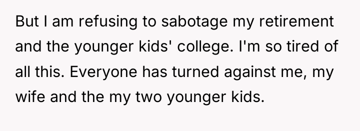 But I am refusing to sabotage my retirement and the...