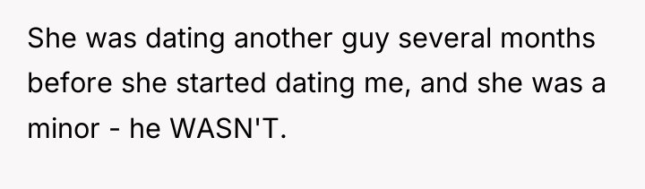 She was dating another guy several months before she started...