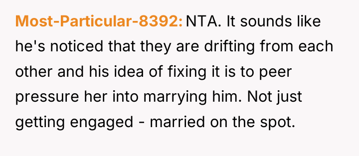 Most-Particular-8392 NTA. It sounds like he's noticed that they are...
