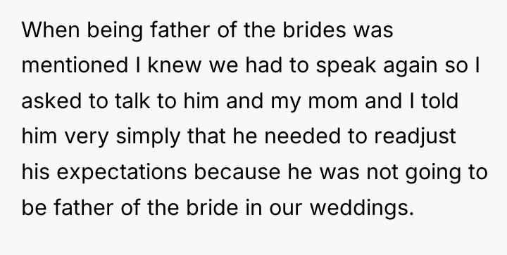 When being father of the brides was mentioned I knew...