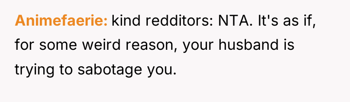 Animefaerie kind redditors: NTA. It's as if, for some weird...